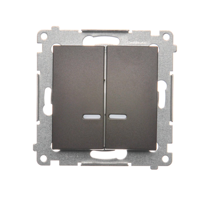 SIMON 54 Candlestick switch with LED backlight for IP44 version (module) 16AX, 250V, screw terminals, brown matt, metallised