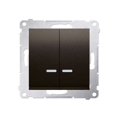 SIMON 54 Candlestick switch with LED backlight for IP44 version (module) 16AX, 250V, screw terminals, brown matt, metallised