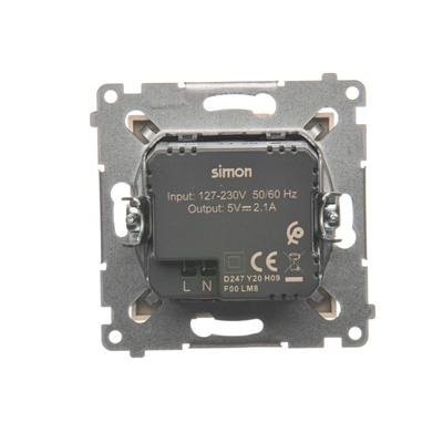 SIMON 54 Caricabatterie 2xUSB (modulo) 2.1A 5V DC 230V crema