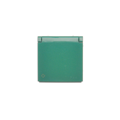 SIMON 54 Copripresa per versione IP44 con otturatori antibatterici, verde, con ribalta