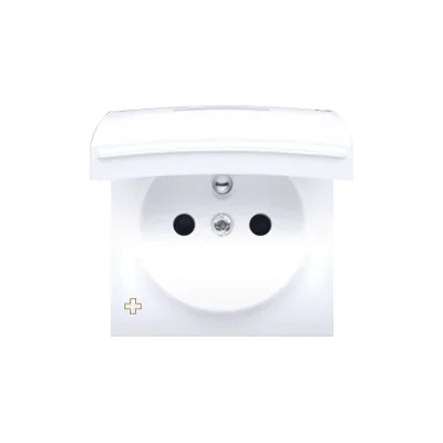 SIMON 54 Copripresa per versione IP44 con otturatori bianchi antibatterici con ribalta