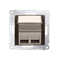SIMON 54 Cover for data communication sockets on Keystone, double diagonal with description field (module) brown mat