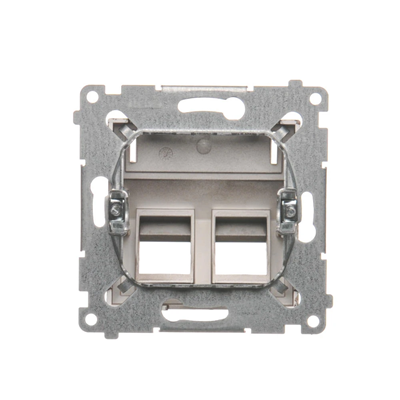SIMON 54 Cover for data communication sockets on Keystone, double diagonal with description field (module) brown mat