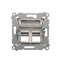 SIMON 54 Cover for data communication sockets on Keystone, double diagonal with description field (module) brown mat