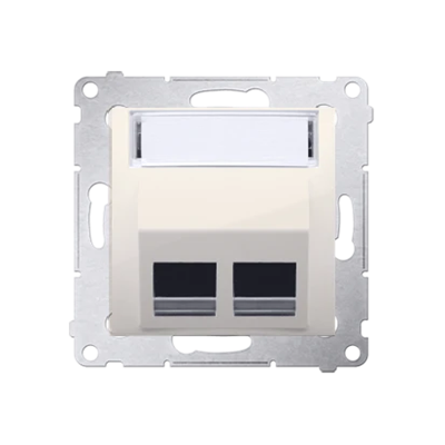 SIMON 54 Cover for data communication sockets on Keystone, double diagonal with description field (module) cream