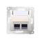 SIMON 54 Cover for data communication sockets on Keystone, double diagonal with description field (module) cream