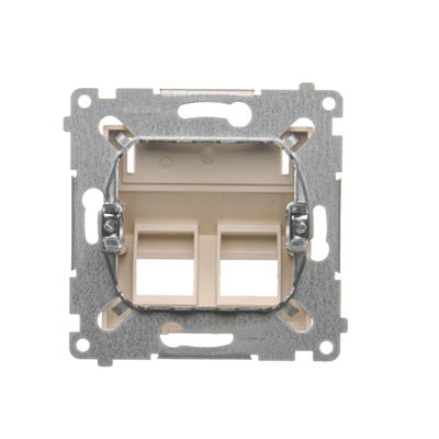 SIMON 54 Cover for data communication sockets on Keystone, double diagonal with description field (module) cream