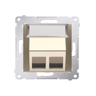 SIMON 54 Cover for data communication sockets on Keystone, double diagonal with description field (module) gold mat