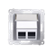 SIMON 54 Cover for data communication sockets on Keystone, double diagonal with description field (module) silver matt