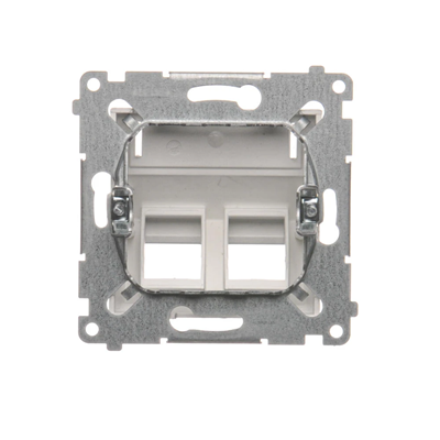 SIMON 54 Cover for data communication sockets on Keystone, double diagonal with description field (module) silver matt