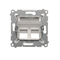 SIMON 54 Cover for data communication sockets on Keystone, double diagonal with description field (module) silver matt