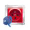 SIMON 54 DATA socket with authorization key (module) 16A 230V antibacterial red