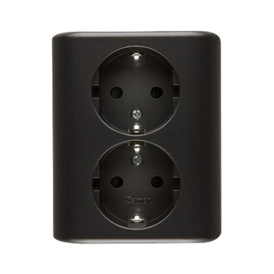 SIMON 54 Double flush-mounted socket outlet with earthing schuko with shutters Scandinavian version 16A 230V quick connectors anthracite