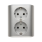 SIMON 54 Double flush-mounted socket outlet with earthing schuko with shutters Scandinavian version 16A 230V quick connectors silver matt