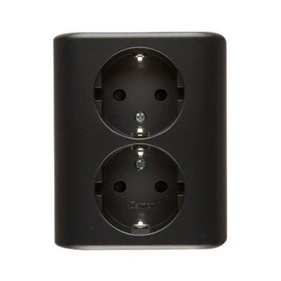 SIMON 54 Double flush-mounted socket outlet with earthing schuko with shutters Scandinavian version 16A 230V screw terminals anthracite
