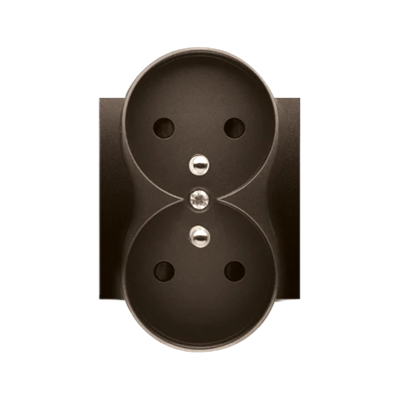SIMON 54 Double socket cover with shutters for NATURE frames, brown mat
