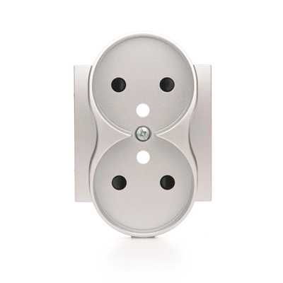 SIMON 54 Double socket cover with shutters for NATURE frames silver mat