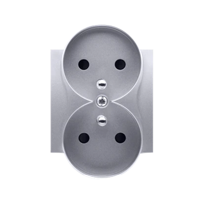 SIMON 54 Double socket cover with shutters for NATURE frames silver mat