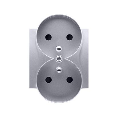 SIMON 54 Double socket cover with shutters for NATURE frames silver mat