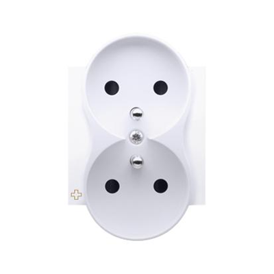 SIMON 54 Double socket outlet cover with shutters for PREMIUM frames antibacterial white