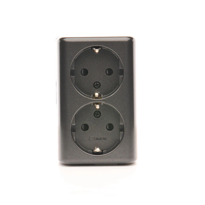 SIMON 54 Double surface-mounted socket outlet with earthing schuko with shutters Scandinavian version 16A 230V quick connectors anthracite