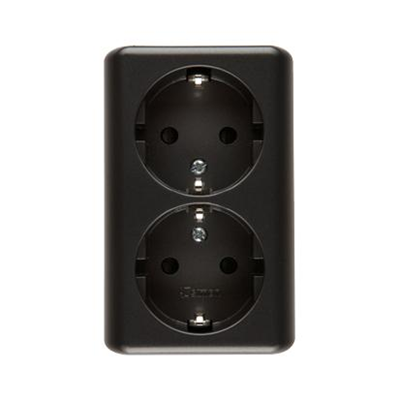 SIMON 54 Double surface-mounted socket outlet with earthing schuko with shutters Scandinavian version 16A 230V quick connectors anthracite