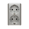 SIMON 54 Double surface-mounted socket outlet with earthing schuko with shutters Scandinavian version 16A 230V quick connectors silver matt