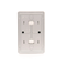 SIMON 54 Double surface-mounted socket outlet with earthing schuko with shutters Scandinavian version 16A 230V quick connectors silver matt