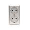 SIMON 54 Double surface-mounted socket outlet with earthing schuko with shutters Scandinavian version 16A 230V quick connectors silver matt