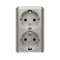 SIMON 54 Double surface-mounted socket outlet with earthing schuko with shutters Scandinavian version 16A 230V quick connectors silver matt