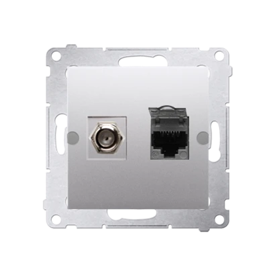 SIMON 54 "F" type antenna socket + RJ45 category 6 (module) silver matt