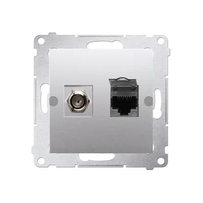 SIMON 54 "F" type antenna socket + RJ45 category 6 (module) silver matt