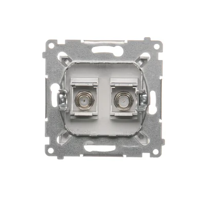 SIMON 54 "F" type double antenna socket (module) silver mat