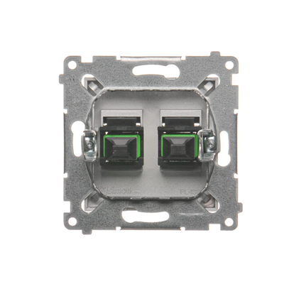 SIMON 54 Fiber optic/optical double socket SC/APC silver mat