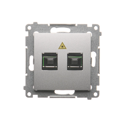 SIMON 54 Fiber optic/optical double socket SC/APC silver mat