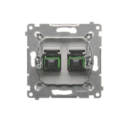 SIMON 54 Fibra ottica / presa doppia SC/APC ottica, argento opaco