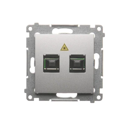 SIMON 54 Fibre optique/optique double prise SC/APC silver mat