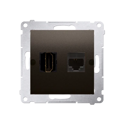 SIMON 54 Gniazdo HDMI + RJ45 kategoria 6 (moduł) brąz mat