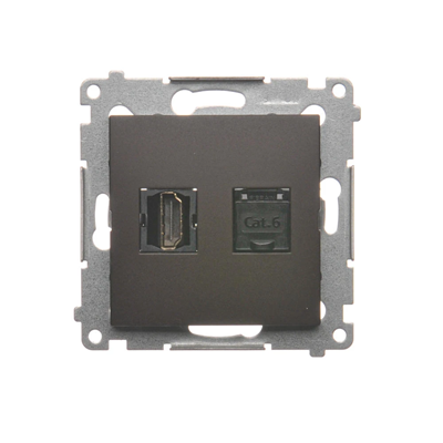 SIMON 54 Gniazdo HDMI + RJ45 kategoria 6 (moduł) brąz mat