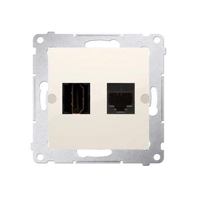 SIMON 54 Gniazdo HDMI + RJ45 kategoria 6 (moduł) kremowe