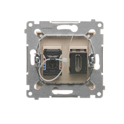 SIMON 54 Gniazdo HDMI + RJ45 kategoria 6 (moduł) kremowe