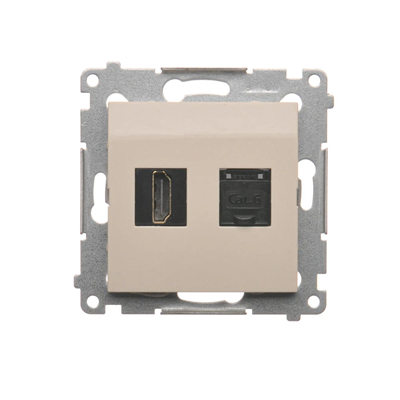 SIMON 54 Gniazdo HDMI + RJ45 kategoria 6 (moduł) kremowe