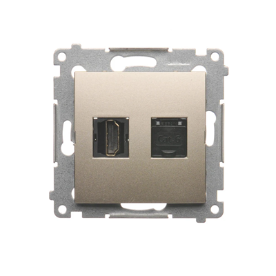 SIMON 54 HDMI + RJ45 socket category 6 (module) gold mat