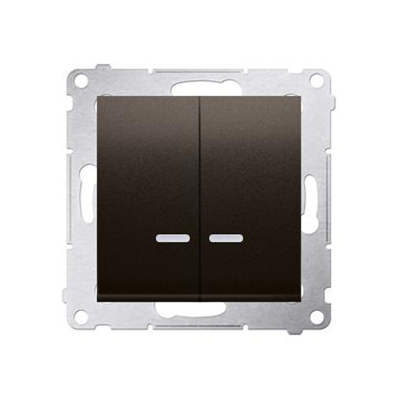 SIMON 54 Kerzenschalter mit LED-Hintergrundbeleuchtung für IP44-Version (Modul) 16AX, 250V, Schraubklemmen, braun matt, metallisiert