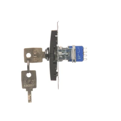 Simon 54 Momentary roller shutter key switch - push-button (module) 3 positions "I-0-II 2 N/O contacts, 5A, 250~. Key removable only in position 0; matt brown