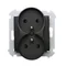 Simon 54 Nature WMDW-0021NM-049 Double socket outlet with grounding and shutters for NATURE frames (module) 16A, 250V~, screw terminals; black