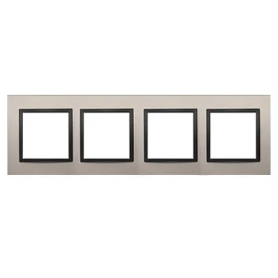 Simon 54 Nature WMDZ-0140xS-081 4-gang Nature-Metal frame, SATIN NIGHT, IP20/IP44* (*IP44 - DUN4 gasket set must be used)