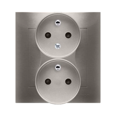 SIMON 54 PREMIUM Double earthed socket outlet with phase invariance function with shutters 16A 230V complete golden matt