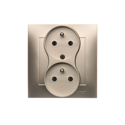 SIMON 54 PREMIUM Double earthed socket outlet with phase invariance function with shutters 16A 230V complete golden matt