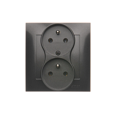 SIMON 54 PREMIUM Earthed double socket outlet with phase invariance function 16A 230V complete anthracite